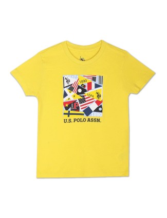 U S POLO ASSN cotton yellow printed t shirt