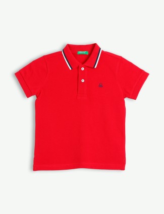 UCB cotton red plain t shirt