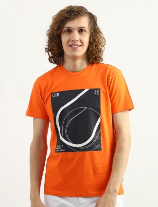 UCB orange printed cotton t shirt