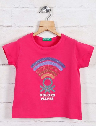 UCB printed cotton top for girls in pink