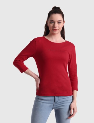 UCB red cotton casual t shirt