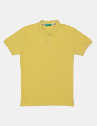 UCB slim fit cotton yellow t shirt