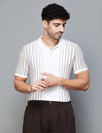 UCB white and brown stripe cotton t-shirt
