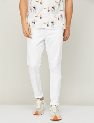 UCB white solid casual jeans