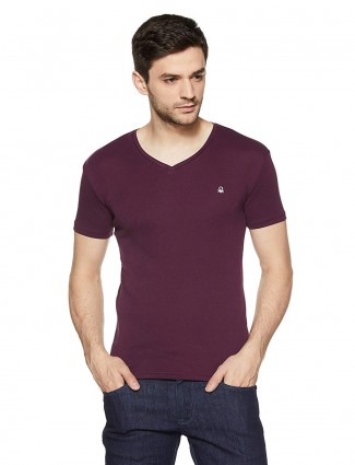 United Colors of Benetton solid purple t-shirt