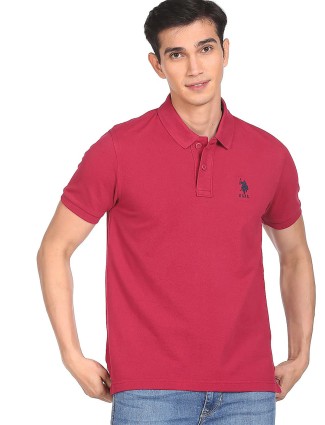 US Polo red cotton slim fit casual t shirt