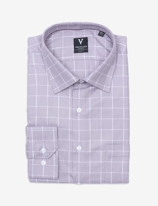 Van Heusen light purple checks cotton shirt