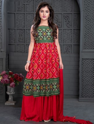 Wedding wear red and green palazzo set