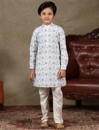 White cotton boys kurta suit special for festive wear