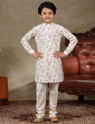 White full sleeve cotton kurta suit for boys