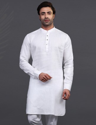 White linen mens kurta for festive days