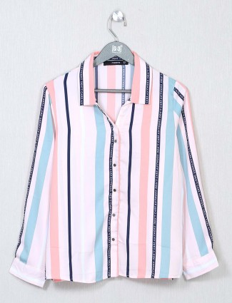 White striped casual top for women