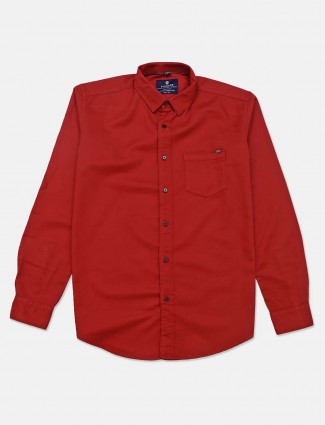 Pioneer orange slim fit solid shirt