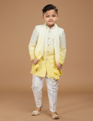 Yellow and cream georgette indowestern