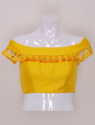 Yellow color raw silk designer ready made blouse