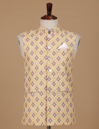 Yellow silk printed waistcoat