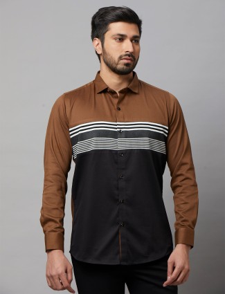 Z2000 Brown and black stripe mix and match shirt for mens
