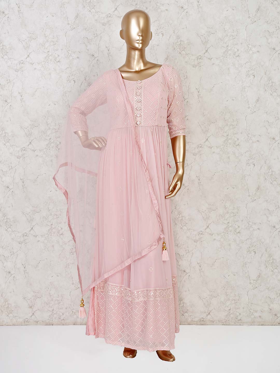 baby pink frock suit