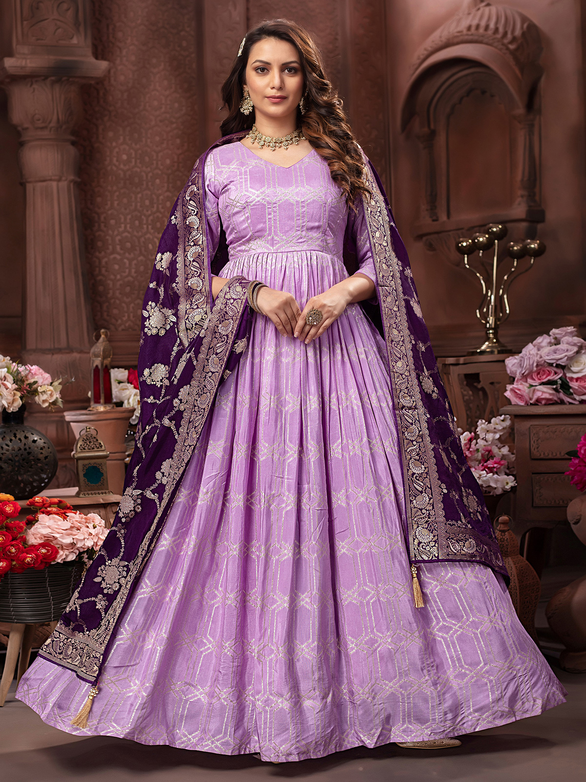 Purple Heavy Embroidered Anarkali | Long anarkali gown, Bollywood dress,  Dresses online shop