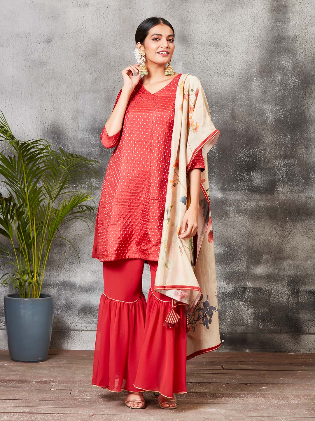 Buy Blue Banarasi Silk Woven Pant Style Suit Online : India -