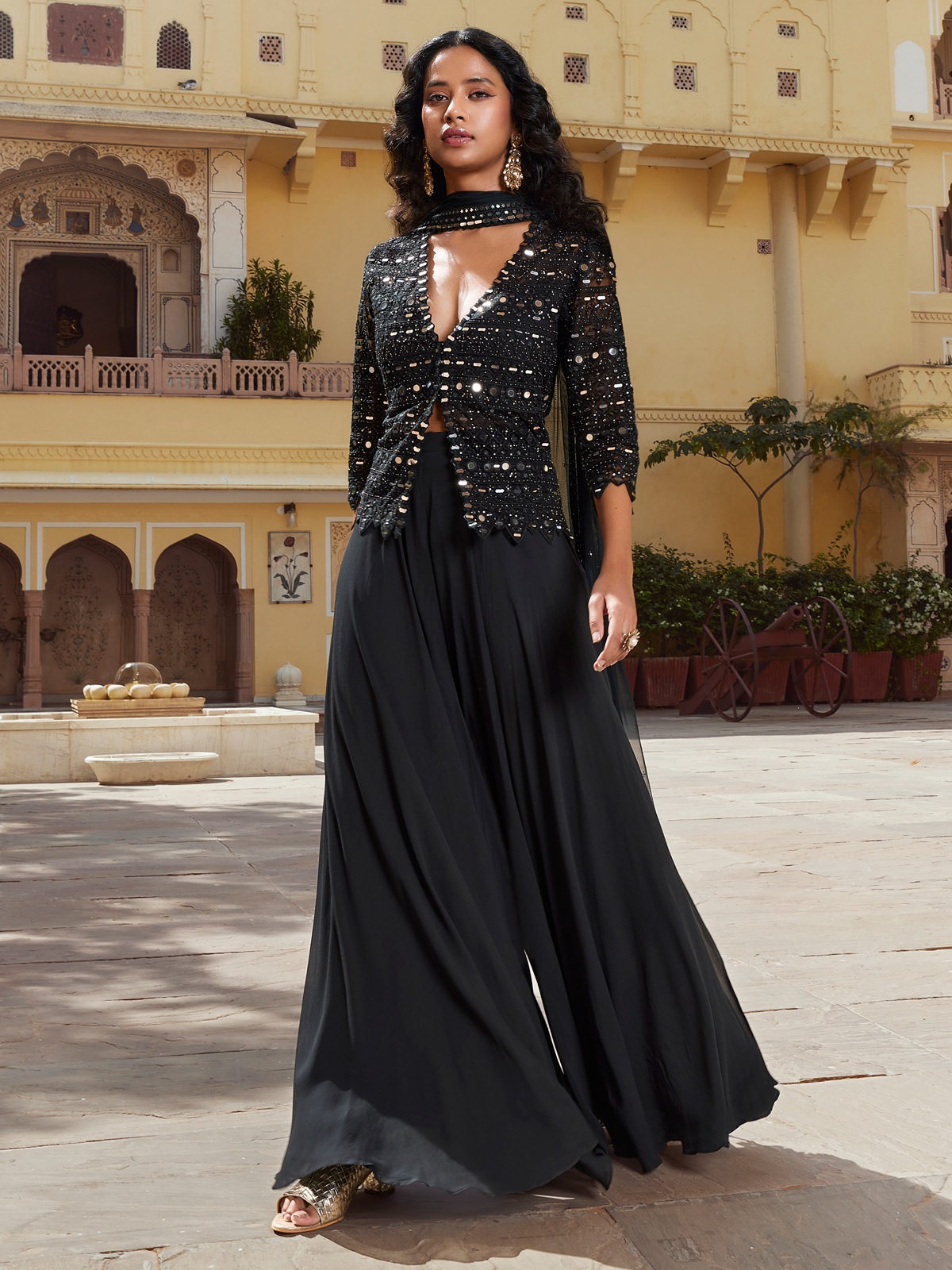 Black Designer Palazzo Suit Pakistani Salwar Kameez Suit FZ111736 –  ShreeFashionWear