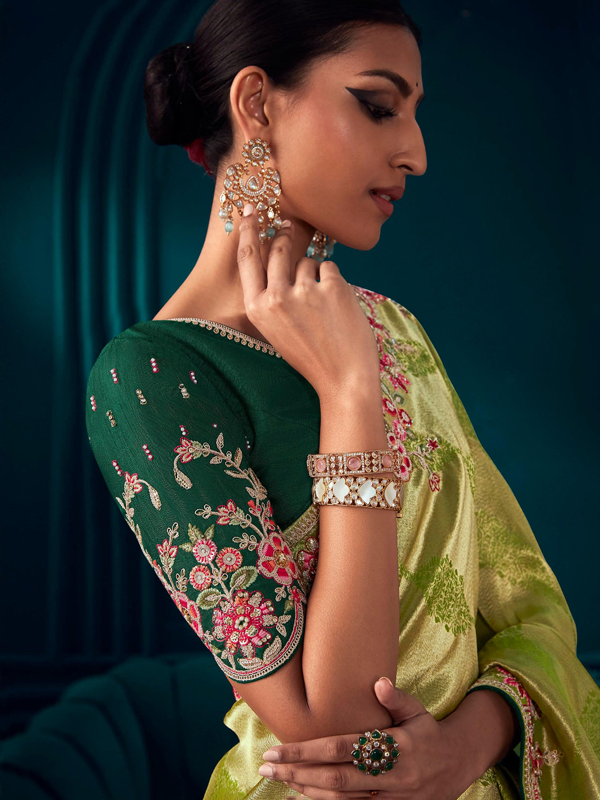 Beautiful green banarasi silk saree - G3-WSA55014 