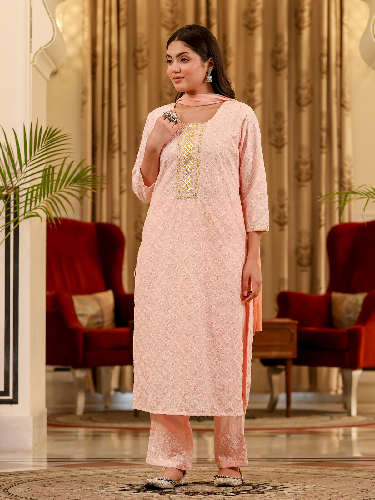 Buy Pink And Orange Kurta Set Online – Vasansi Jaipur