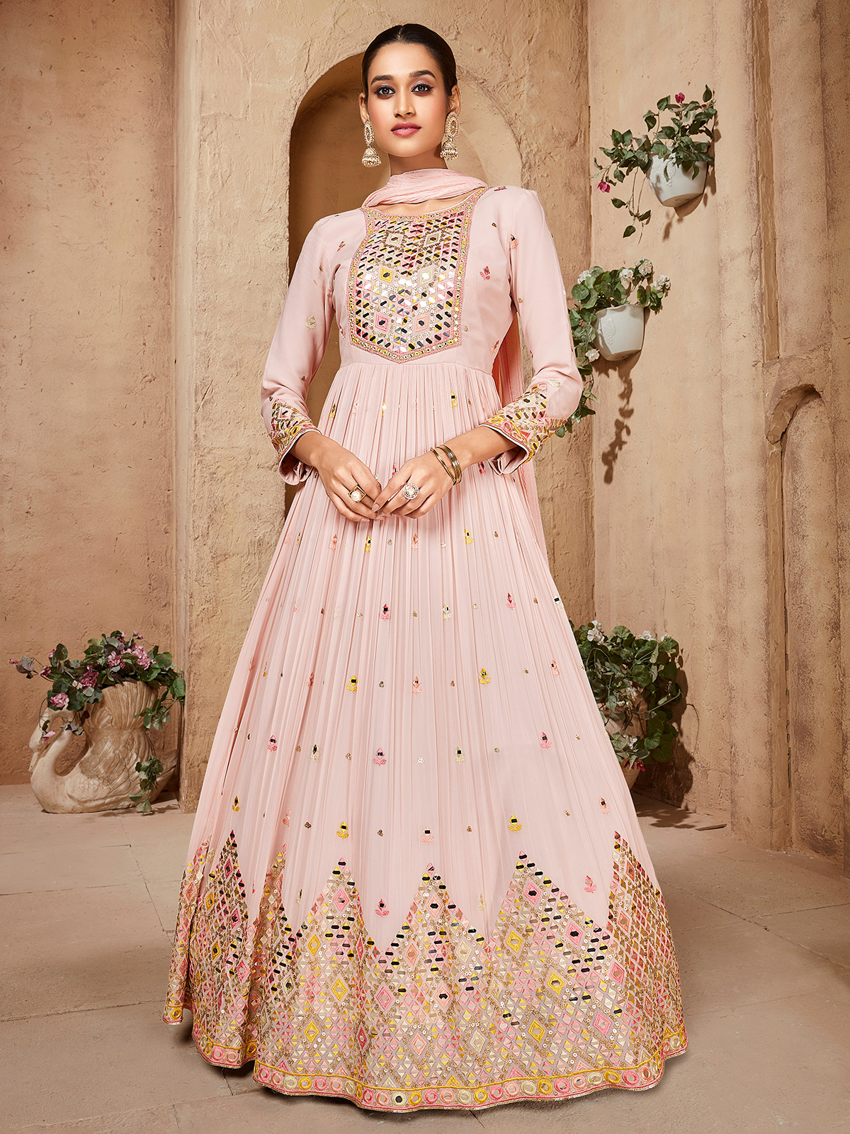 Beautiful pink georgette anarkali suit G3 WSS40474 G3fashion