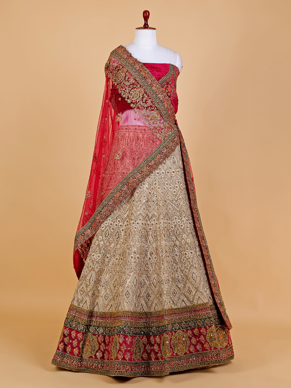 Burgundy And Peach Embroidered Designer Lehenga Choli | Indian bridal  fashion, Indian bridal outfits, Designer lehenga choli