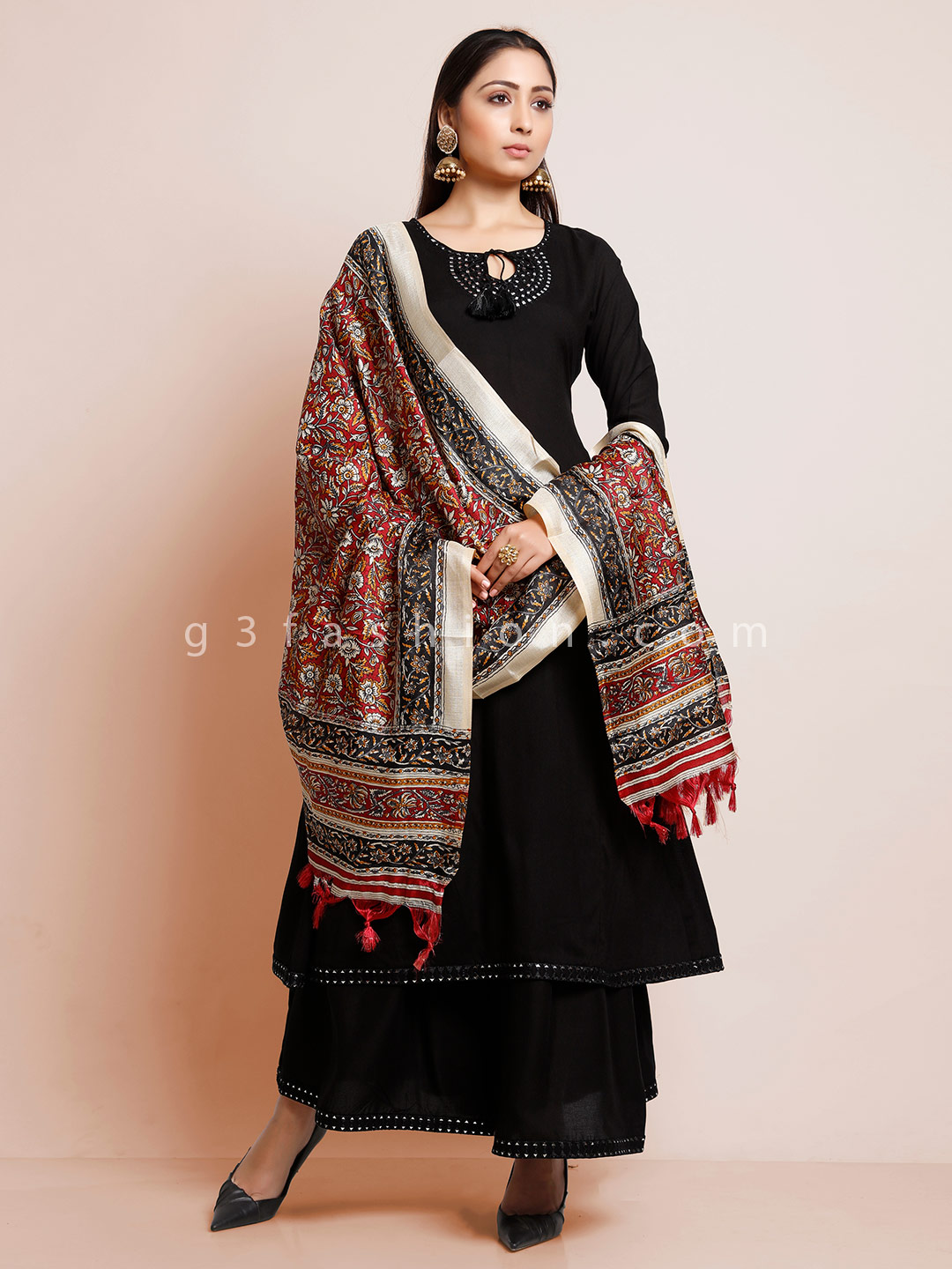Kalamkari Pure Dola Silk Wholesale Gowns With Dupatta 3 Pieces Catalog  Catalog