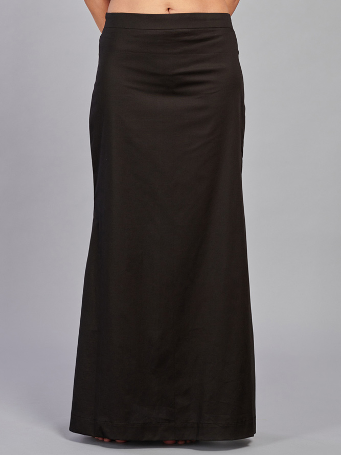 Black lycra cotton plain petticoat - G3-WSP00019 