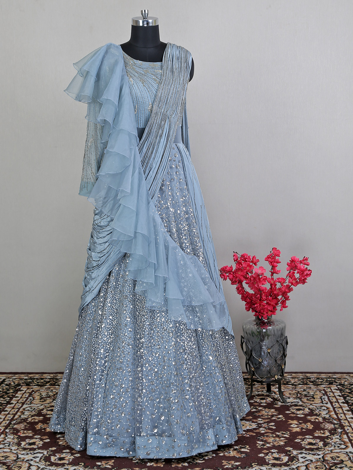 Orange Net Designer Readymade Gown 63154 | Indowestern gowns, Ladies gown,  Gowns