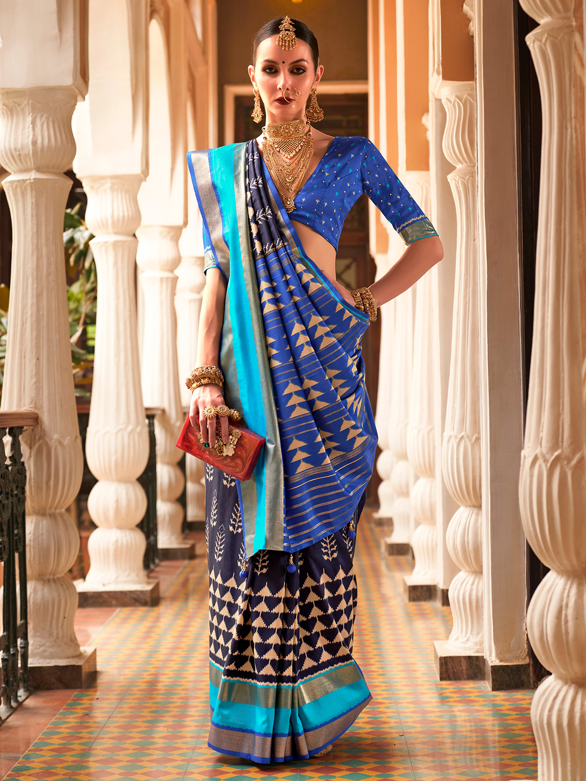 Ameeksha Pawar Blue Bridal Saree - Saree Blouse Patterns