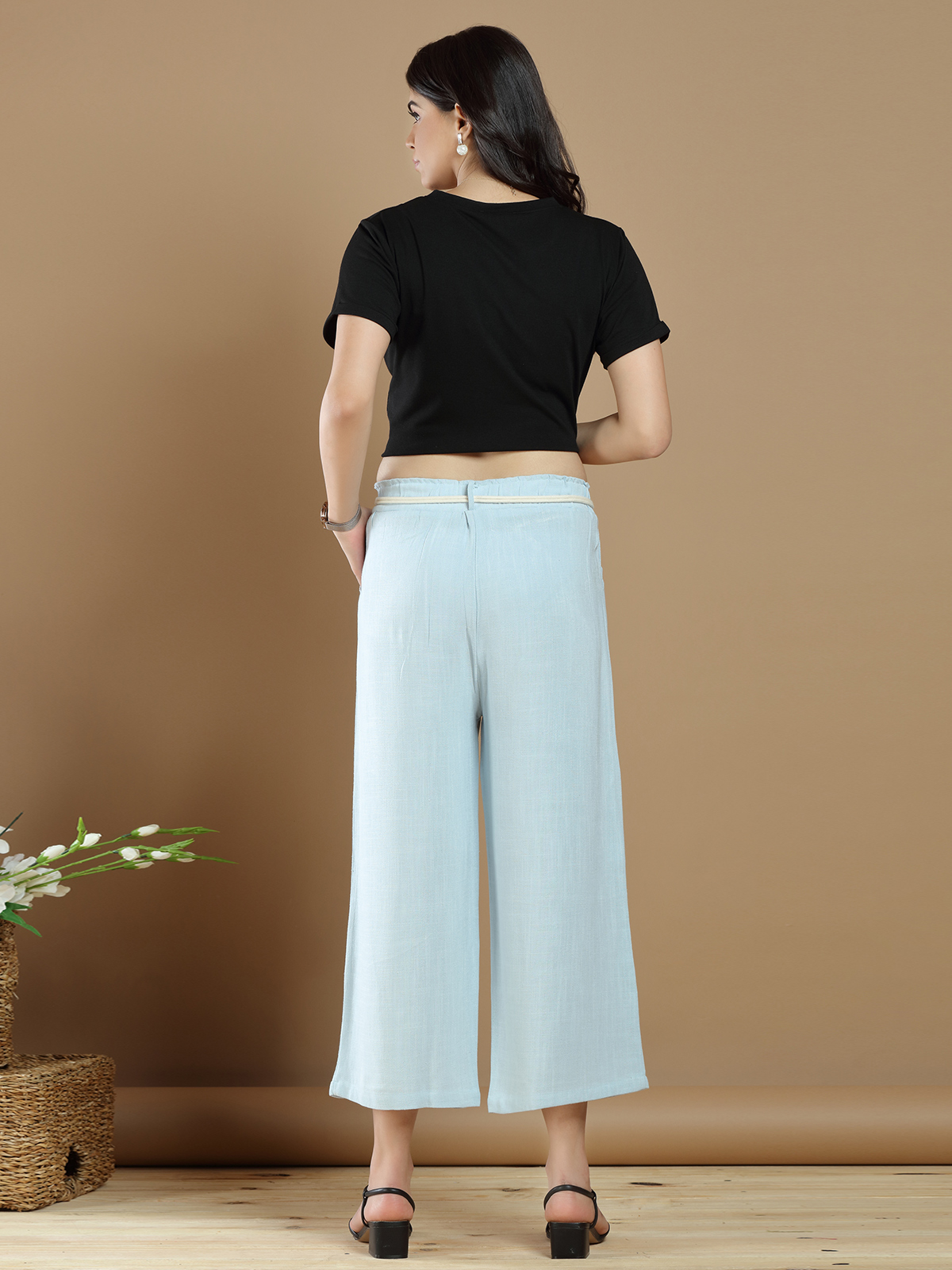Blue color plain lycra palazzo pant for womens - G3-WFP47