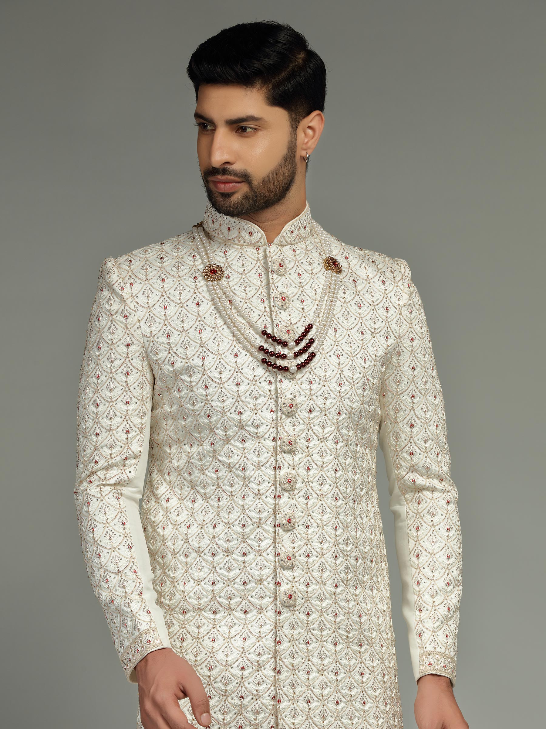 White sherwani for wedding hotsell