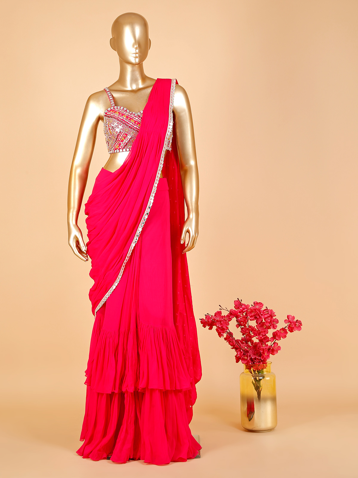 Tfh Super Star Party Wear Pre-Stitched Saree Online Wholesaler