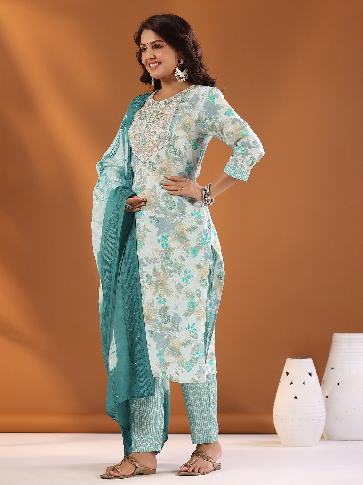 Aqua Blue Kurtis and White Palazzo for Women, Lucknowi Chikankari Suit Set,  Georgette Hand Embroidery Kurta Sharara and Matching Slip Women - Etsy  Finland