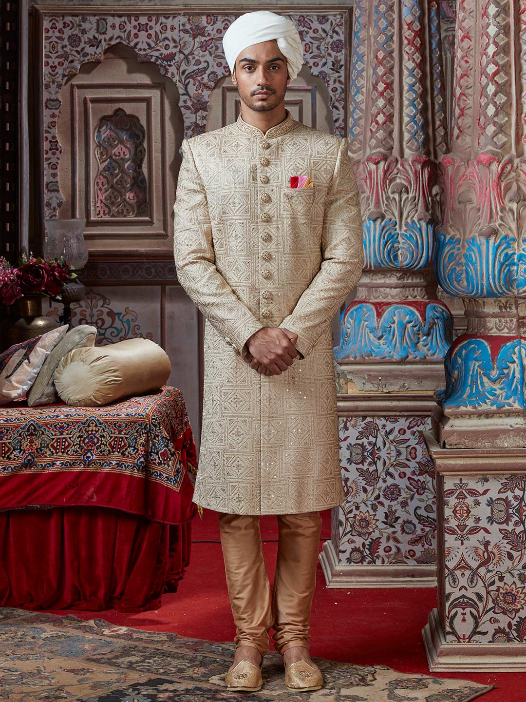 Cream silk designer indian groom sherwani - G3-MSH0330 ...
 Groom Sherwani Designs