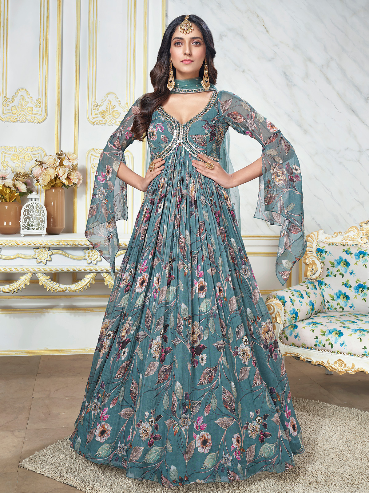 Grey 2025 anarkali suits