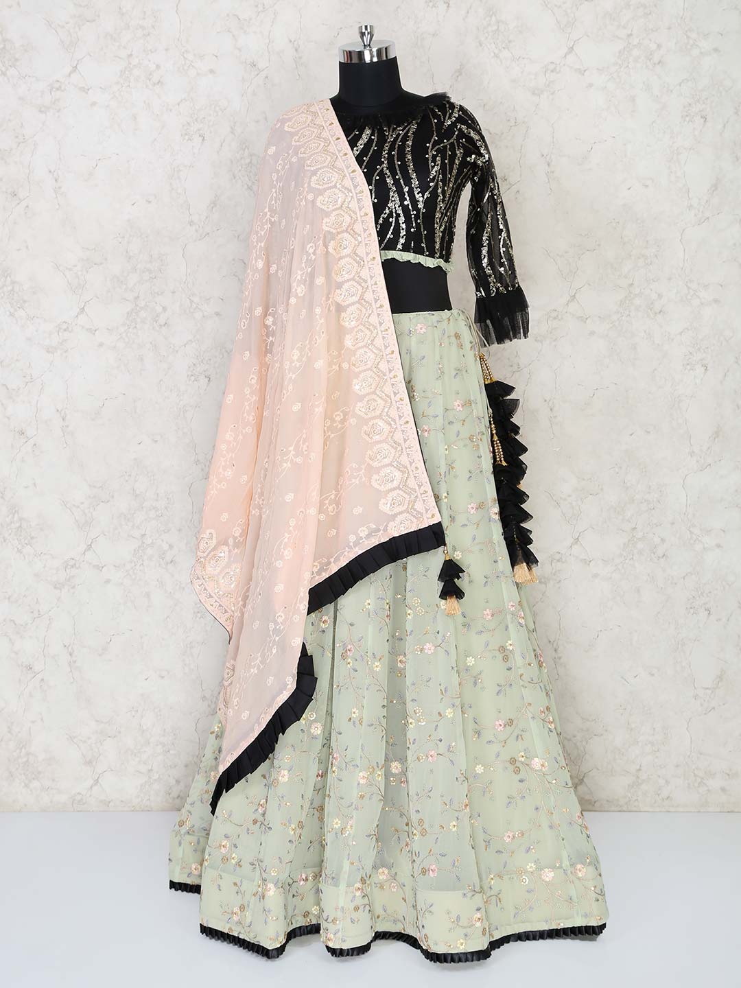 pista colour lehenga choli