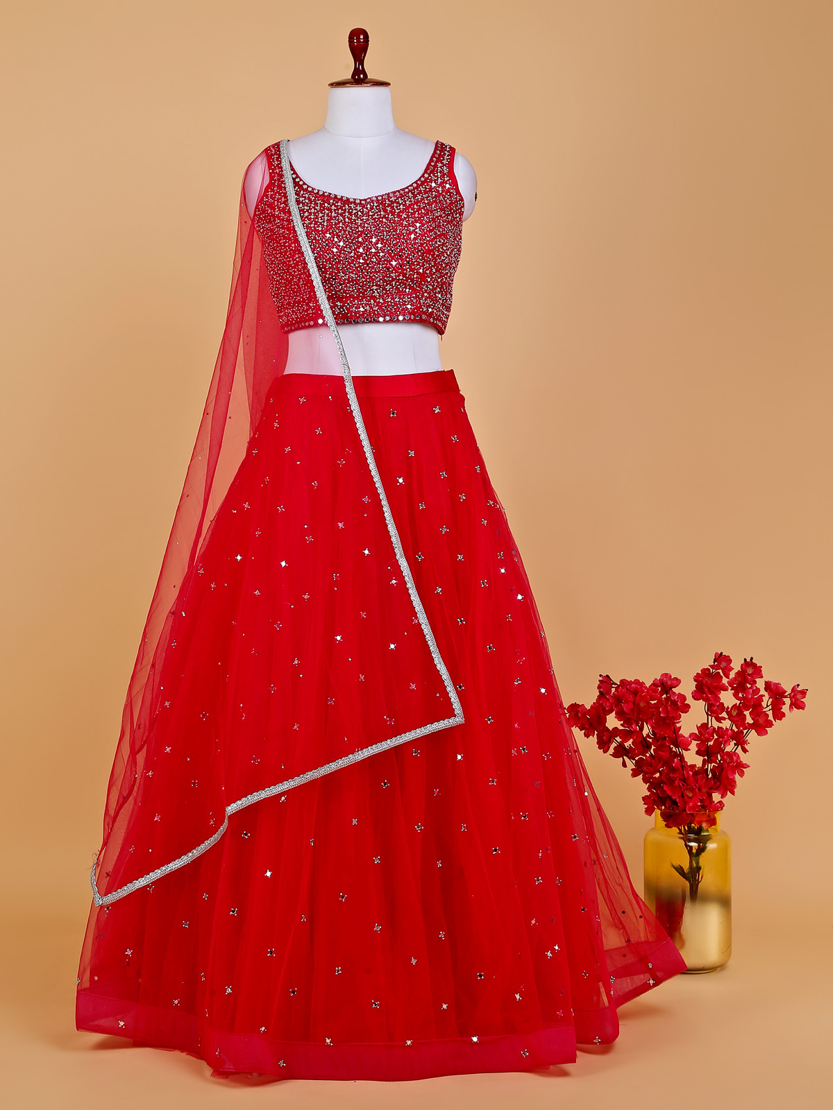 Grey Real Mirror Work Lengha Silk Navratri Wear Lehenga Choli Skirt Sari  Saree | eBay