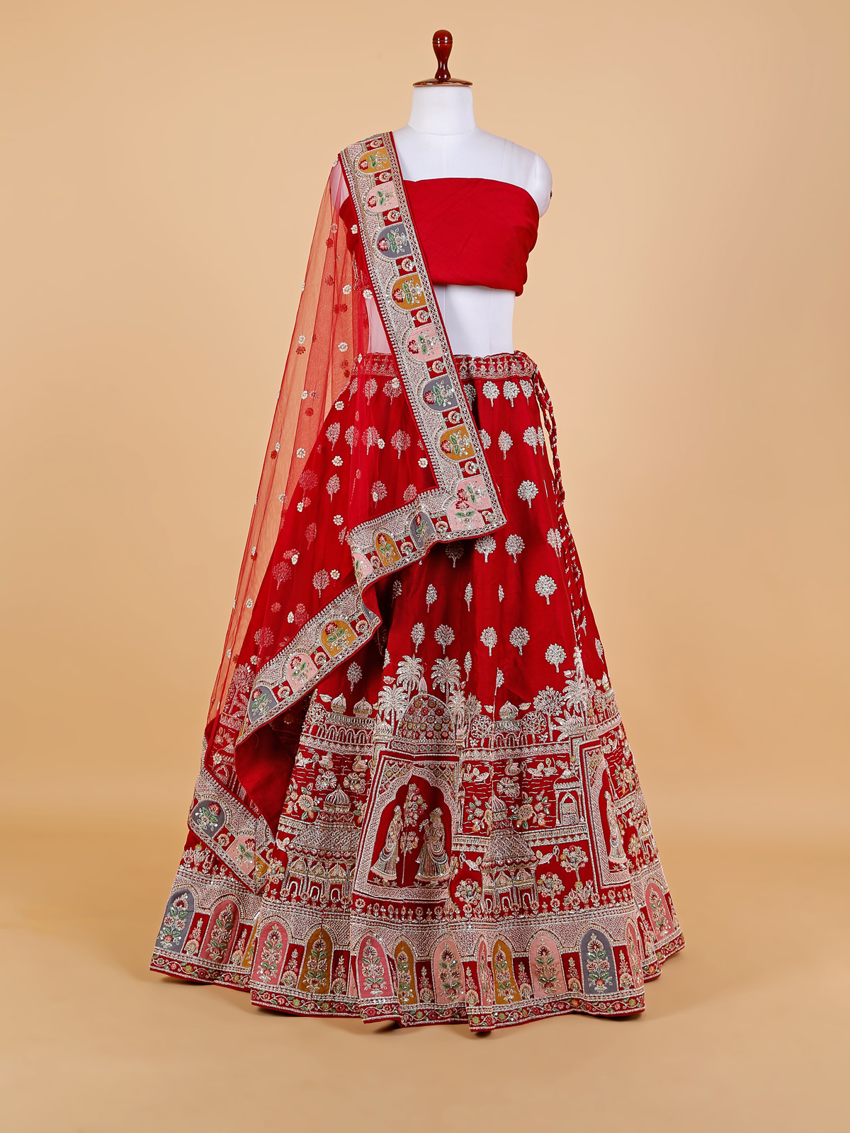 Gorgeous Pink Embroidered Wedding Wear Lehenga Choli In Satin Fabric