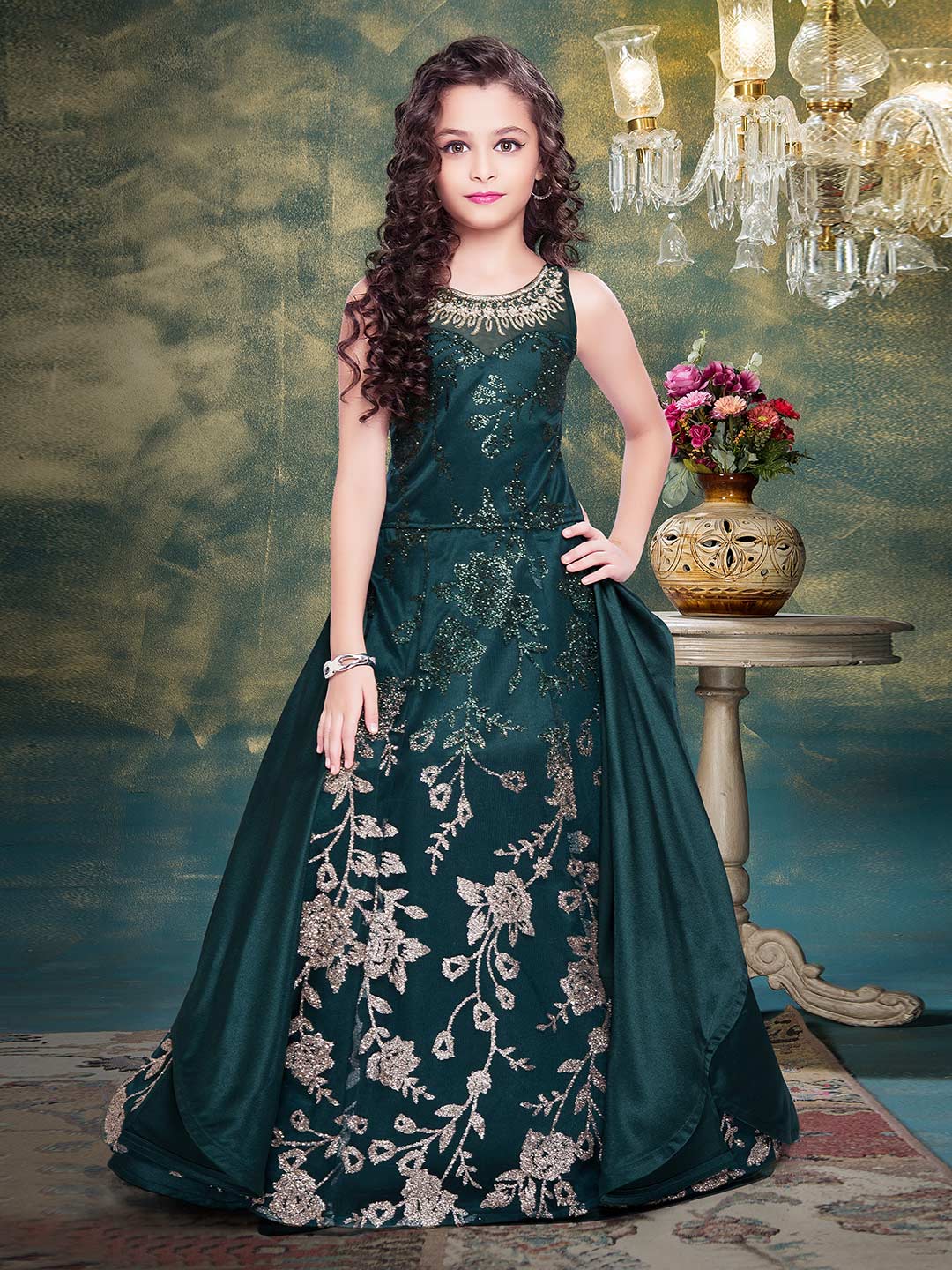 green designer gown