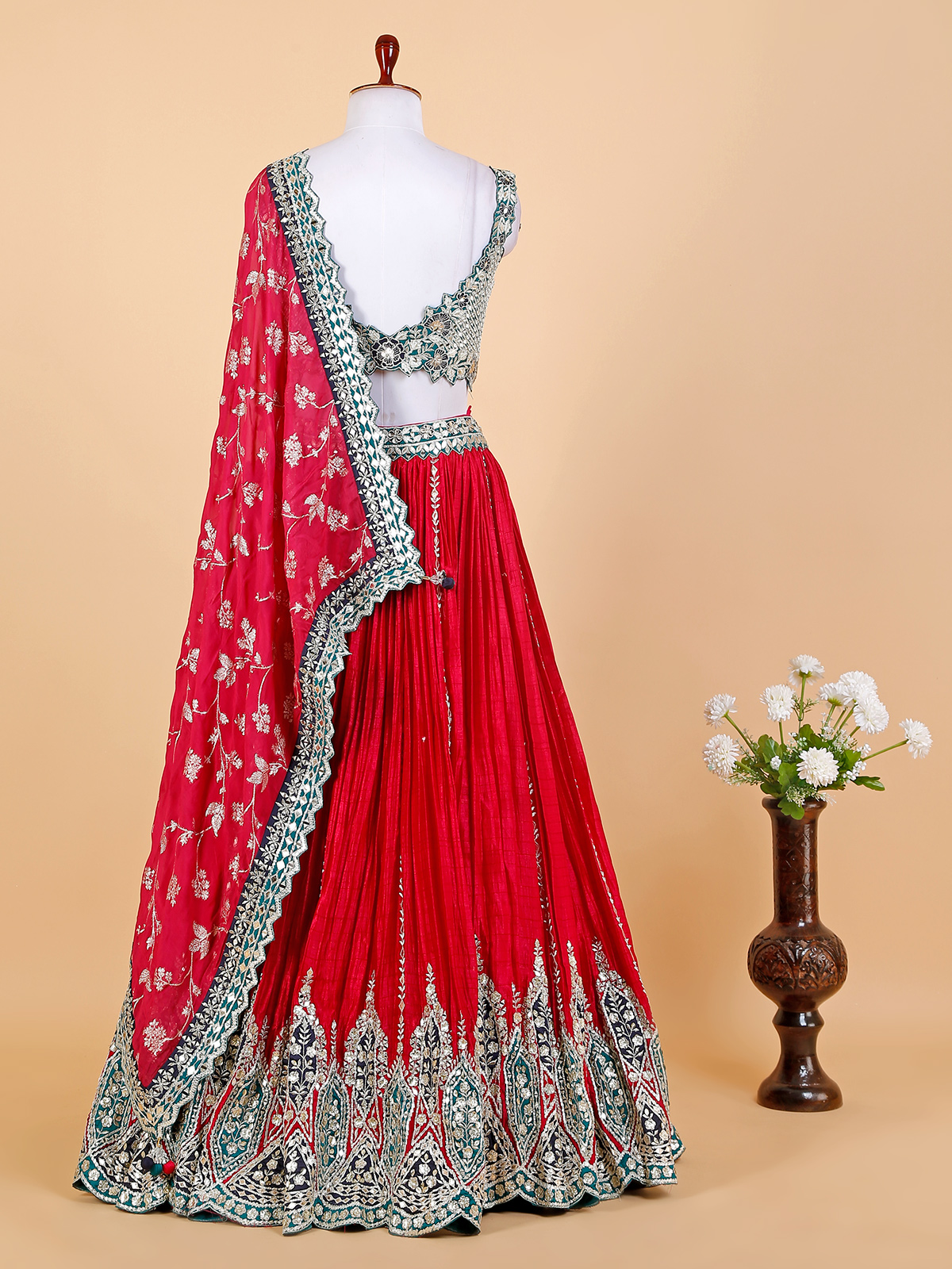 White & Red Lehenga Set — SunandaKumar