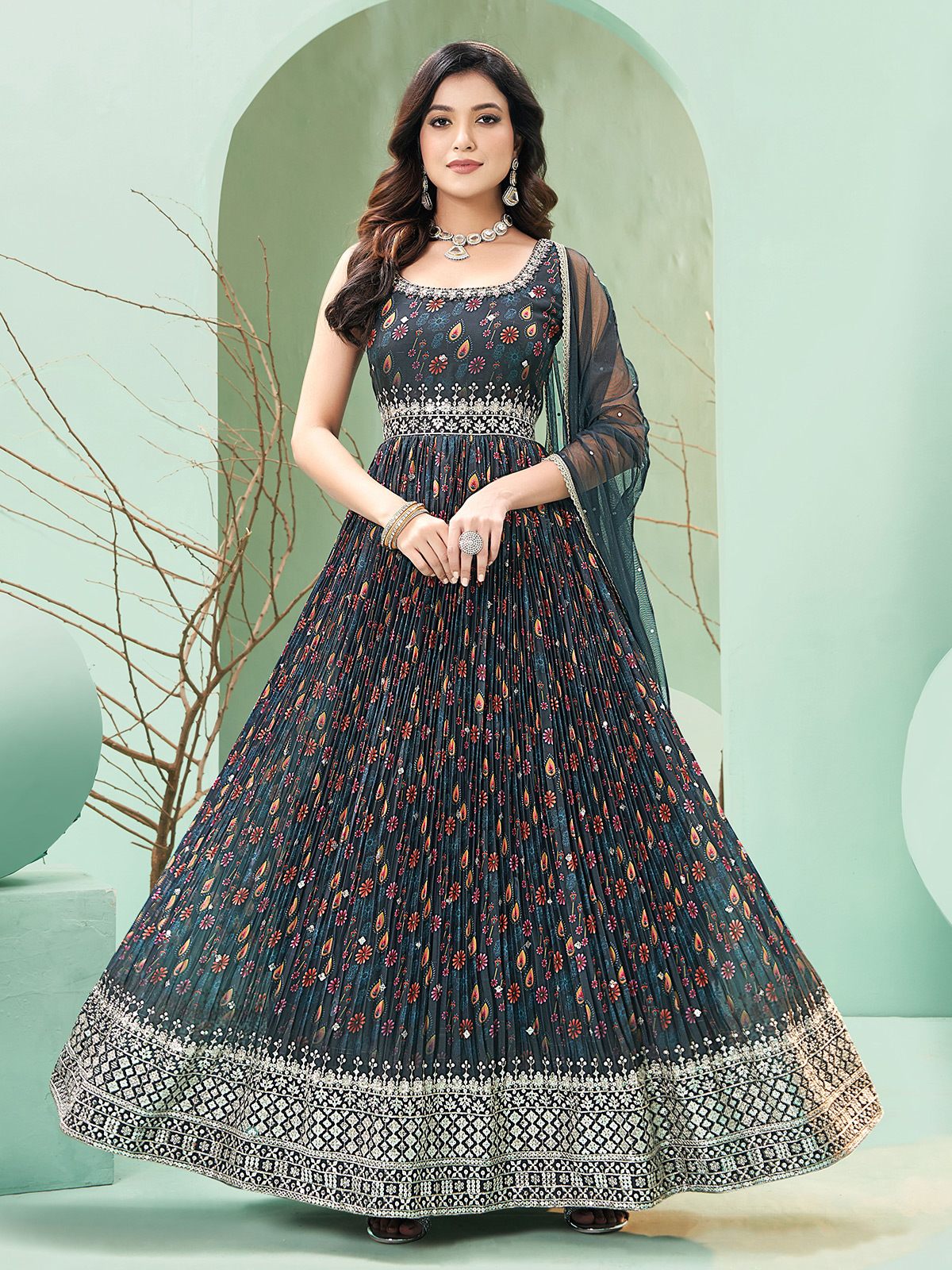 Gray anarkali online