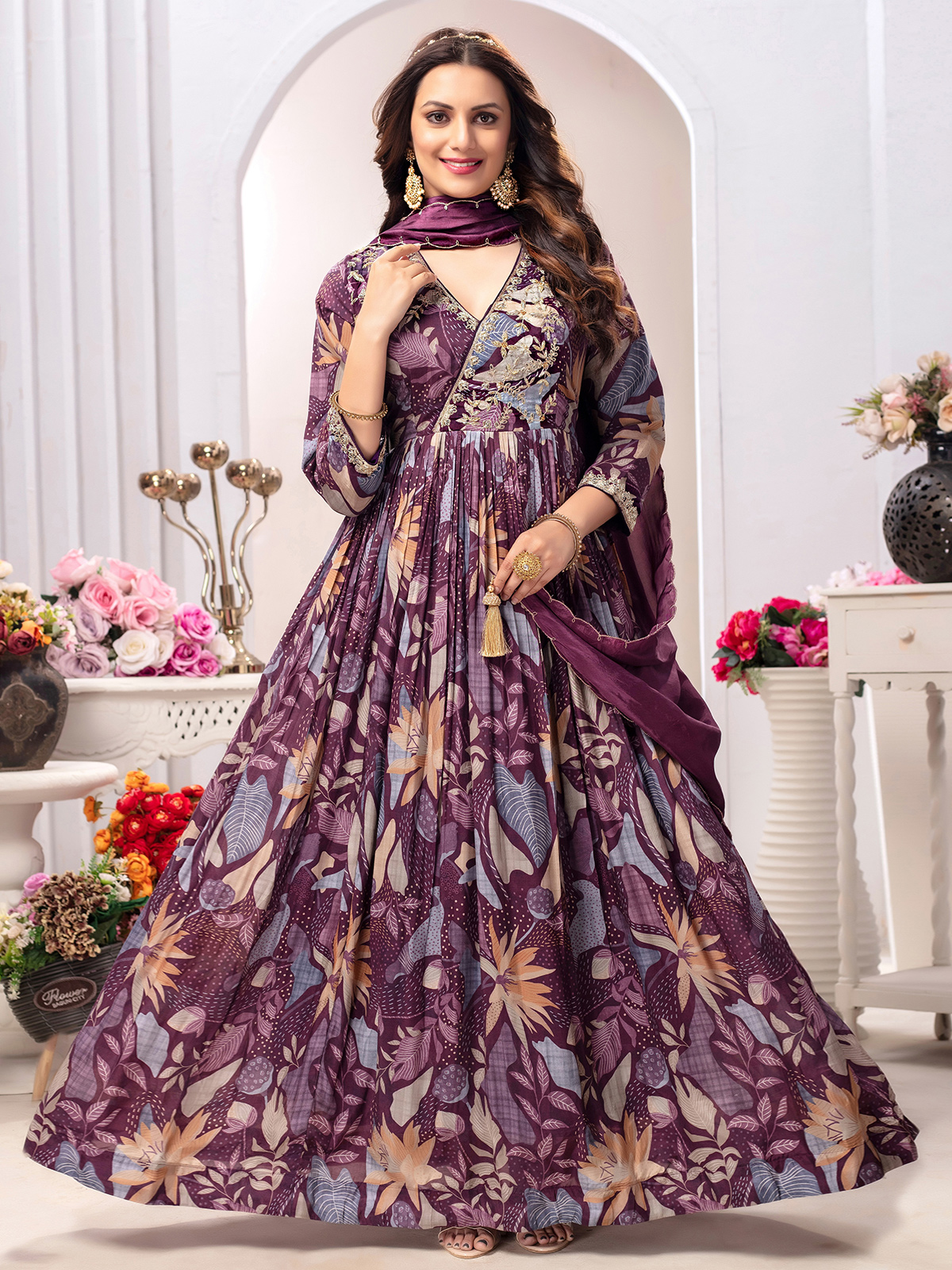 Floral print frock suit shop
