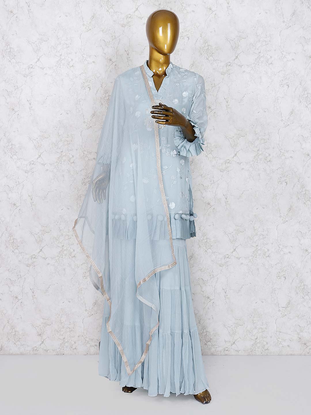 chiffon sharara suits