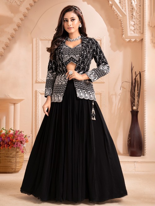 Stunning black jacket style lehenga choli - G3-WLC14498 | G3fashion.com