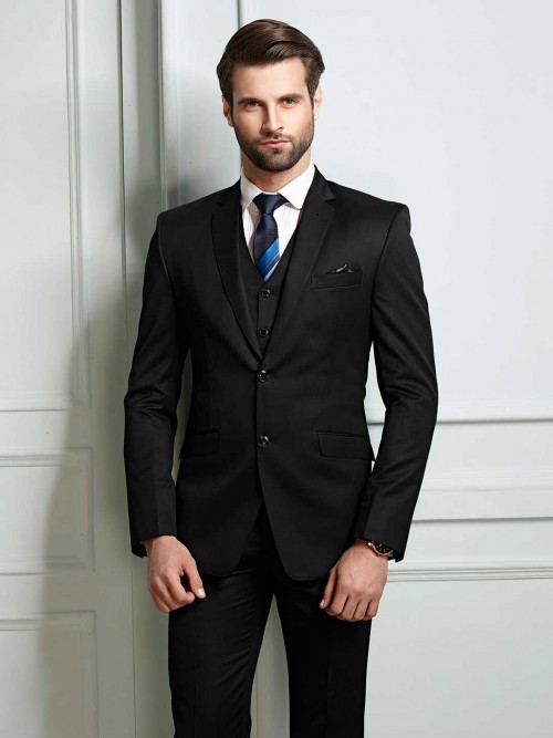 Trendy Black Terry Rayon Coat Suit