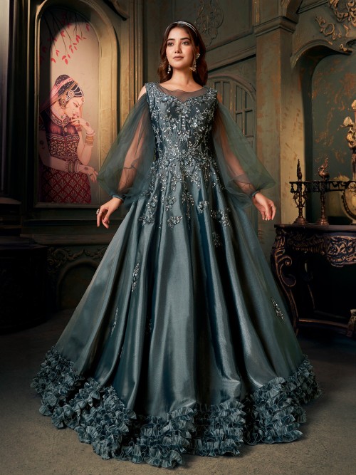 Charcoal grey designer gown